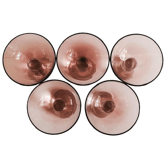 Vintage Art Deco Glass Carafe and Glasses in Mulberry Purple, 1950s, Set of 6 For Sale - Image 10 of 14