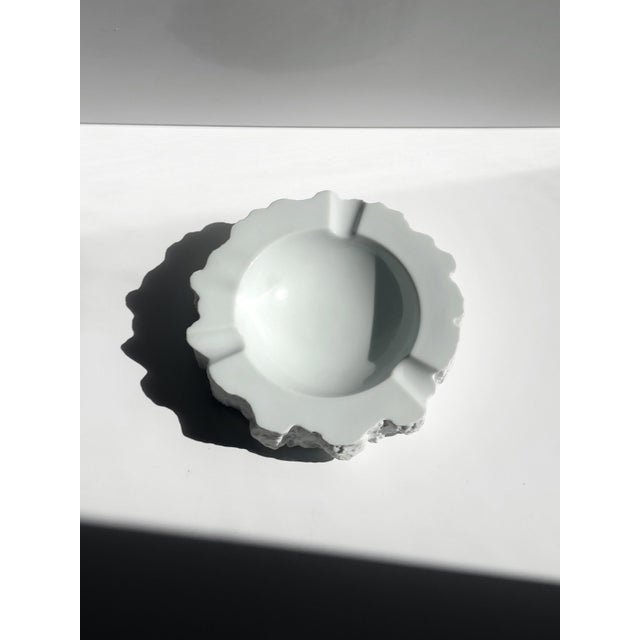 Mid-Century Modern Vintage Brutalist White Bisque Porcelain Ashtray, 1970s For Sale - Image 3 of 6