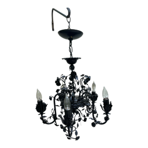 Vintage Five Light Black Floral Fixture