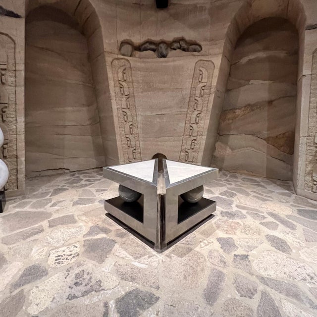 Karl Springer-Taller Maria Teresa Méndez Goatskin Geometric Corner Tables Post-Modern For Sale