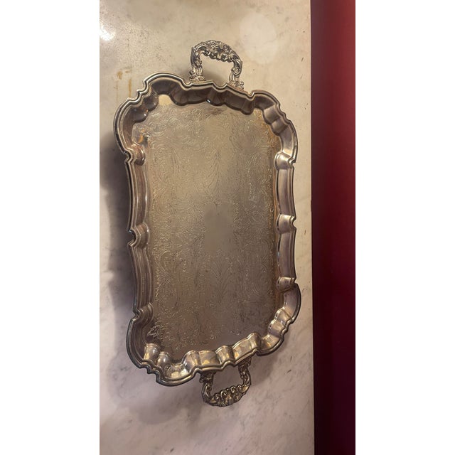 Hollywood Regency 1960s International Silver Company Large Serving Tray For Sale - Image 3 of 6