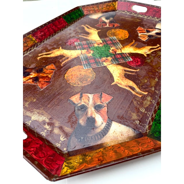 Decoupage Jack Russell Terrier Dog Tray by Holly Lueders for Henri Bendel 1997 For Sale - Image 14 of 16