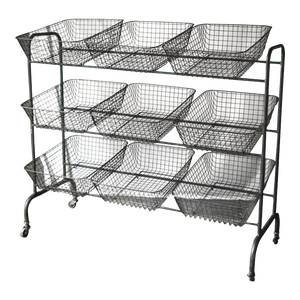 Mid 20th Century Vintage Metal Storage Rack With Green Paint - Set of 10