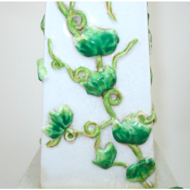 Ceramic Vintage Chinese Ceramic Garden Ivy Obelisks, a Pair For Sale - Image 7 of 12