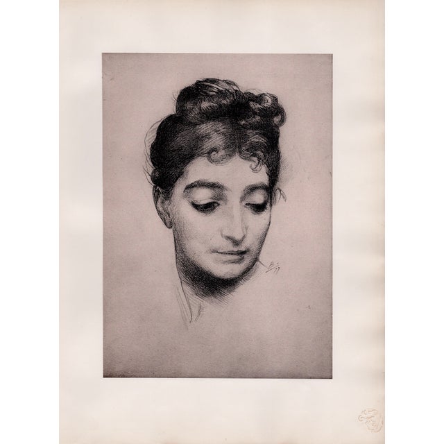 Marie Bracquemond (1840-1916) Portrait Original Lithograph from the glorious portfolio "L'Estampe Moderne", issue #23...