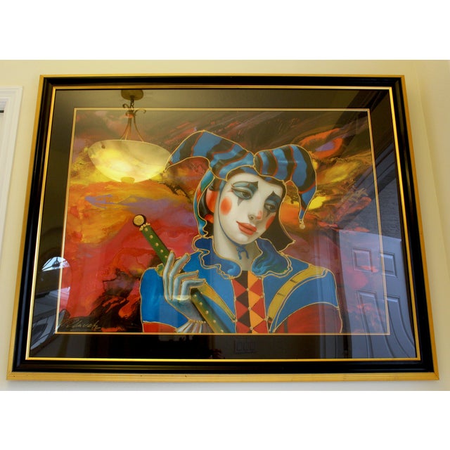 Oleg Zhivetin "Blue Clown" Hand-Signed & Numbered Limited Edition Giclée Framed Artwork – 51" X 41" For Sale - Image 4 of 12