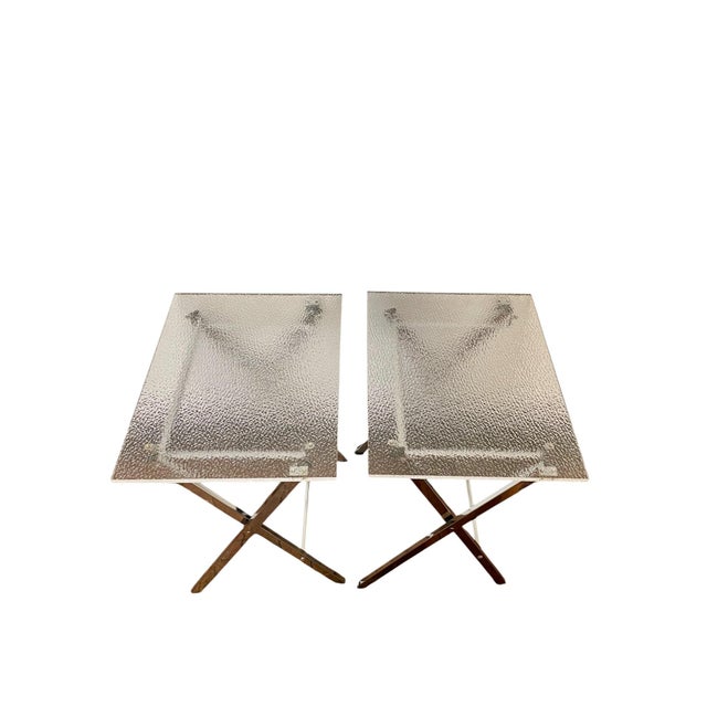 Plastic Vintage Charles Hollis Jones Tv Dinner Ice Lucite Folding Tables With Stand - Set of 3 For Sale - Image 7 of 17
