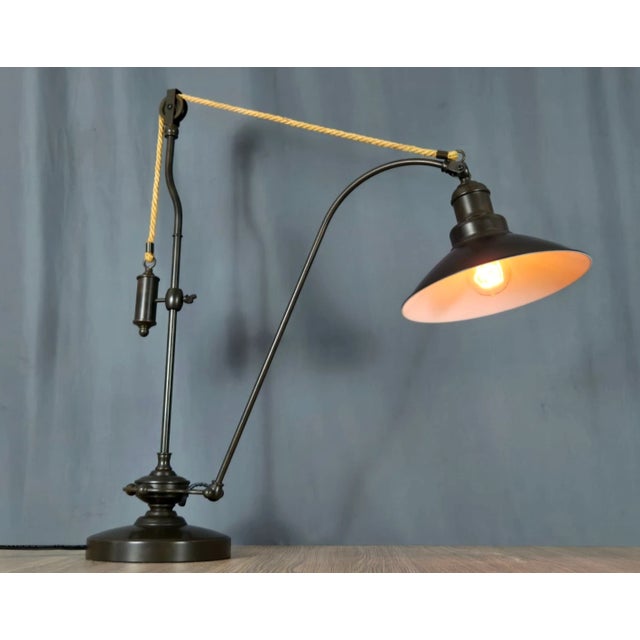 Pottery Barn Pottery Barn Glendale Task Pulley Industrial Table Lamp For Sale - Image 4 of 16