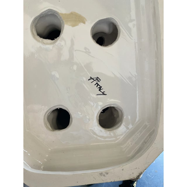 Ceramic Vintage Regency Italian Glazed Ceramic Elephant Low Stool For Sale - Image 7 of 7