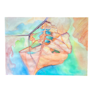 1980’s Original Organic Abstract Watercolor Painting Signed