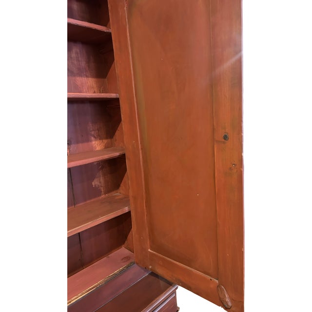 Brick Red 19th Centurty Step Back Cupboard For Sale - Image 8 of 8