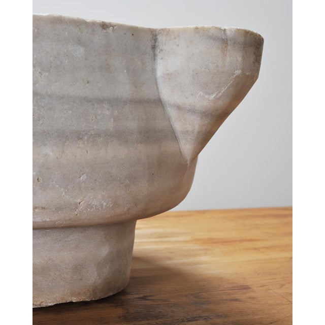 Large 19th Century European Carved Carrara Marble Mortar Basin For Sale - Image 17 of 18