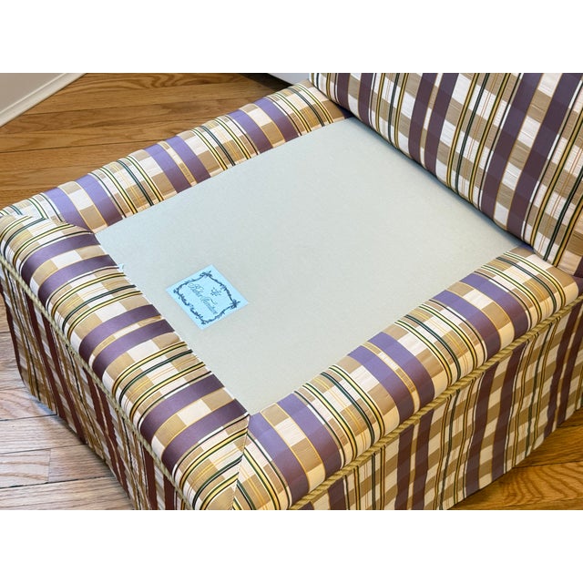 Pair of Baker Furniture Slipper Chairs in Plaid Upholstery For Sale - Image 15 of 16