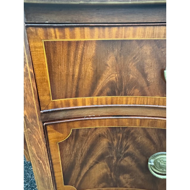 Large Vintage Federal Style Mahogany Sideboard Buffet With Tapered Legs and Original Brass Hardware For Sale - Image 10 of 12