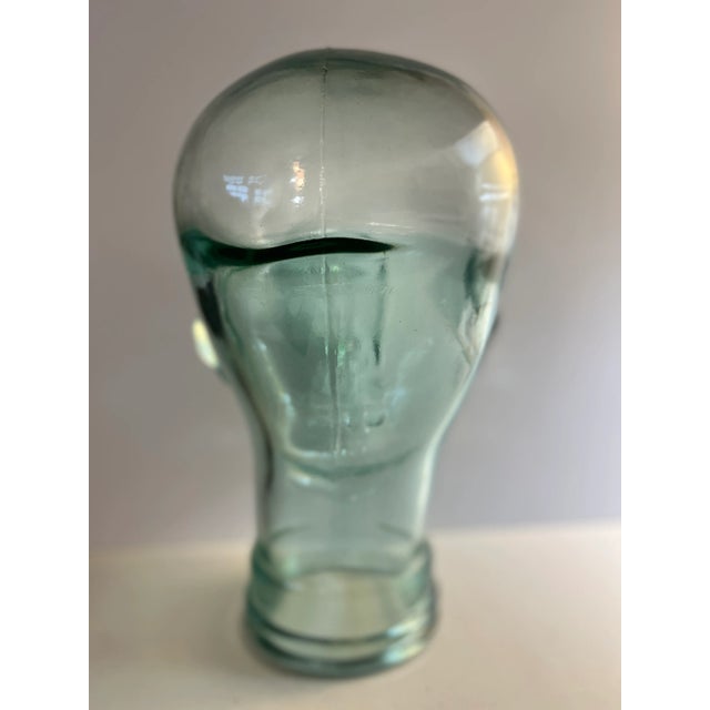 Mid-Century Modern Vintage Green Glass Mannequin Head For Sale - Image 3 of 7