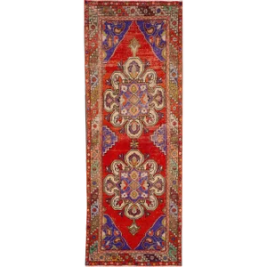 Vintage Turkish Handmade Red Wool Runner