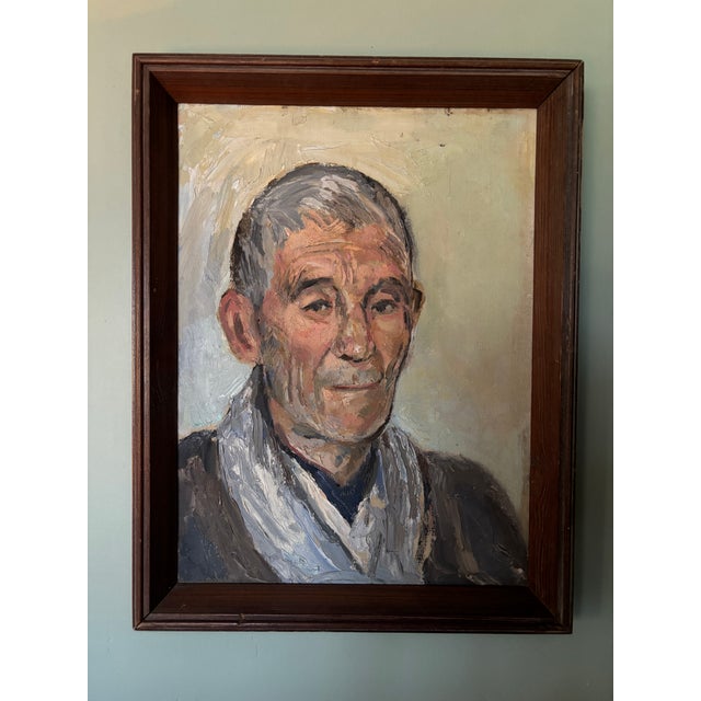Unsigned Vintage Scandinavian Expressionist Portrait Oil Painting of Gentleman For Sale - Image 11 of 11