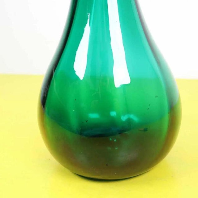 Large Vintage Green Glass Vase For Sale - Image 4 of 9