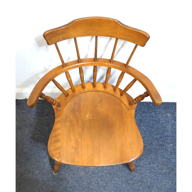 Brown Nichols & Stone Co. Solid Hard Rock Maple Colonial Early American Comb Back Dining Arm Chair For Sale - Image 8 of 11