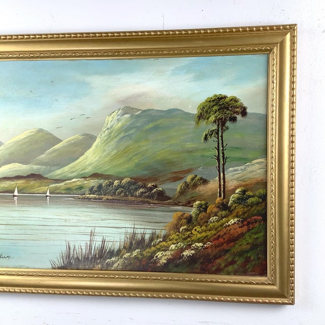 Victorian Signed J. Kellog Antique Scottish Highland Loch Oil Painting in Gilt Frame For Sale - Image 3 of 12