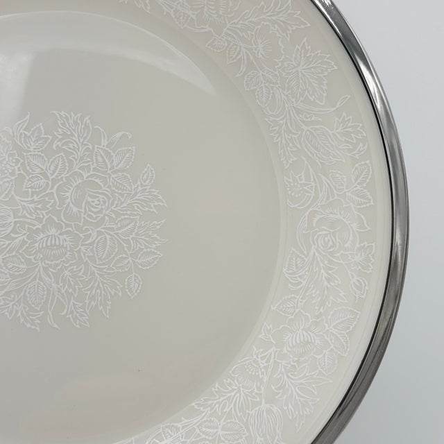 1980s Vintage Lenox Moonspun Ivory & Platinum Dinnerware, Service for 4, Set of 12 For Sale - Image 5 of 11