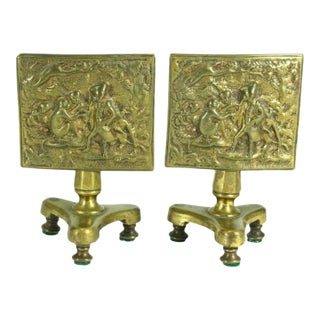 1800's Regency Miniature Brass Tilt Top Table Candle Reflectors - a Pair For Sale