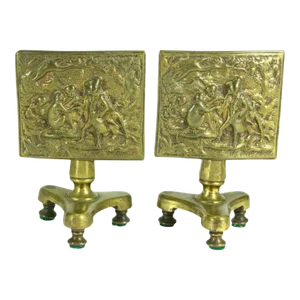 1800's Regency Miniature Brass Tilt Top Table Candle Reflectors - a Pair