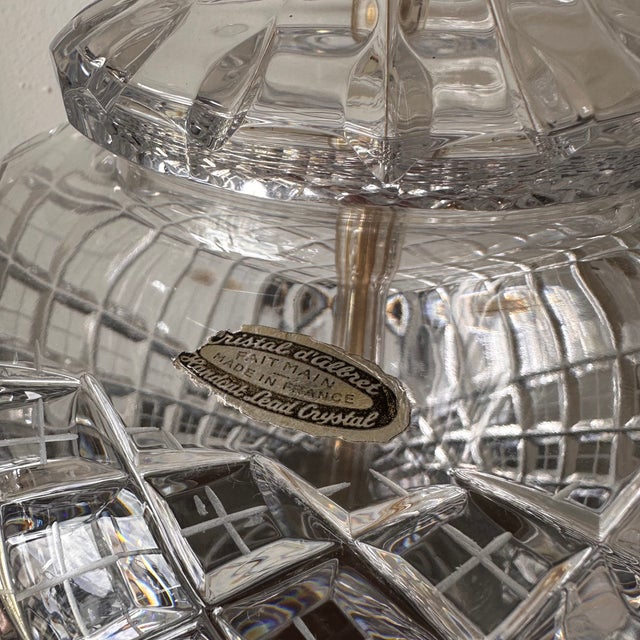 Traditional Vintage Cristal d'Albret Lead Crystal Table Lamp France Cut Crystal Base For Sale - Image 3 of 7