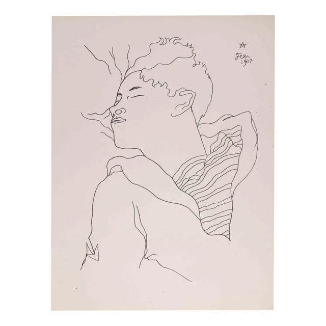 Jean Cocteau, Portrait de Jean Desbordes, Lithograph, 1929 For Sale