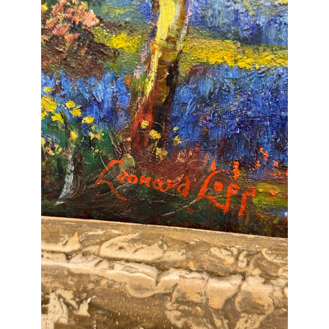 Harry Leonard Lopp Lakeside Landscape Oil Painting, Vintage For Sale - Image 12 of 12