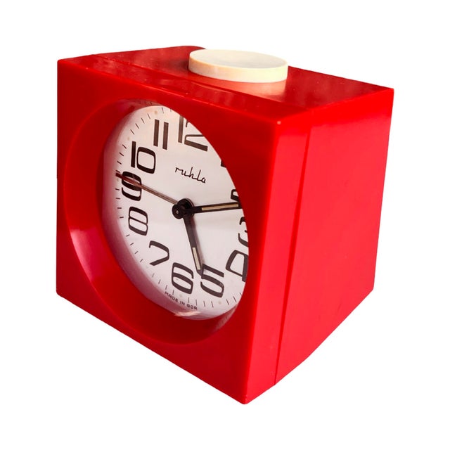 Ruhla Mechanical Alarm Clock, Red Retro Design, Germany 1970s For Sale - Image 4 of 7