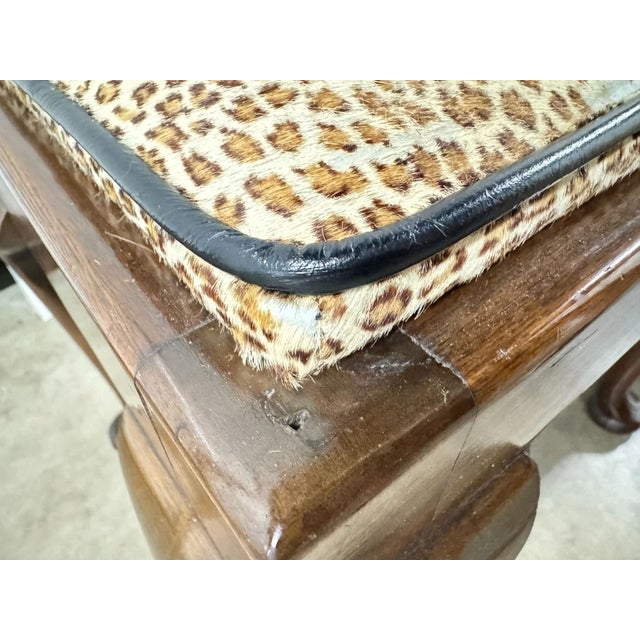 Brown Antique Mahogany Leopard Print Animal Hide Stools - A Set For Sale - Image 8 of 18