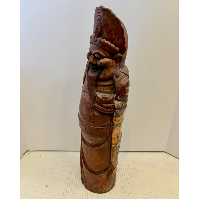 Chinese Late 19th Century Chinese Hand - Carved Bamboo Buddha Statue For Sale - Image 3 of 10