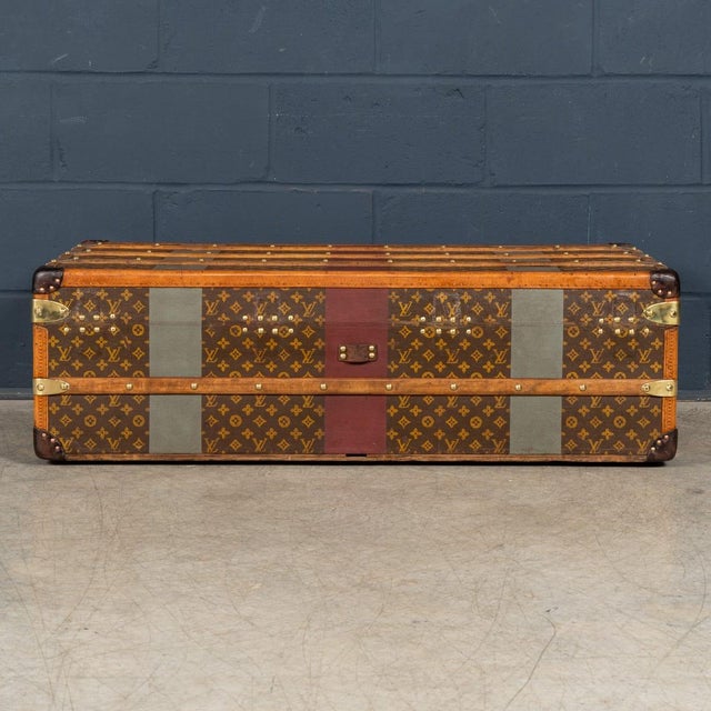 Antique Steamer Trunk in Monogram Canvas from Louis Vuitton, France, 1920s For Sale - Image 6 of 18