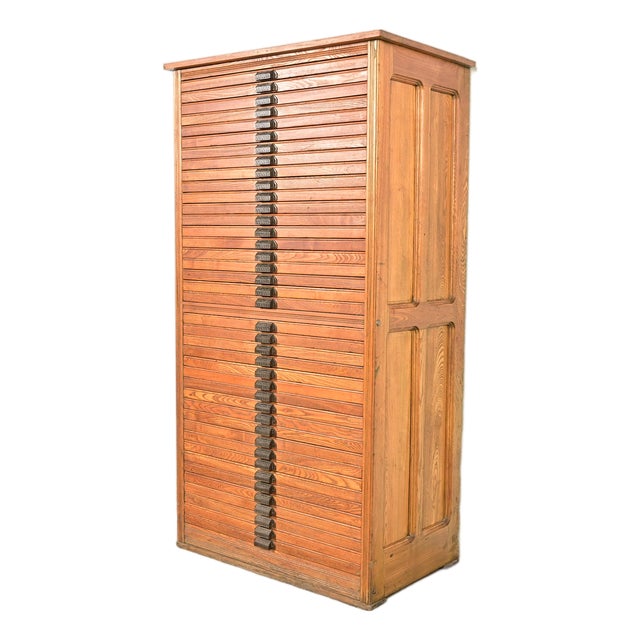 Antique Arts & Crafts Oak 40-Drawer Architect's Blueprint Flat File Cabinet, Circa 1900 For Sale