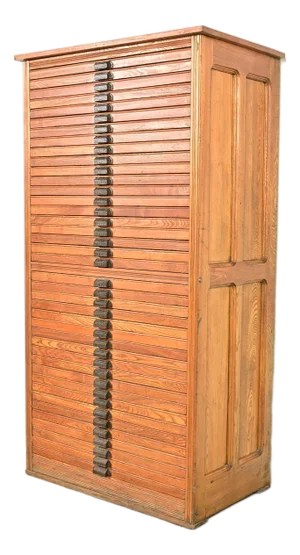Antique Arts & Crafts Oak 40-Drawer Architect's Blueprint Flat File Cabinet, Circa 1900