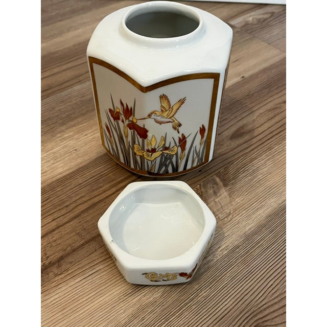Vintage Japanese Porcelain Hexagonal Ginger Jar For Sale In New York - Image 6 of 11