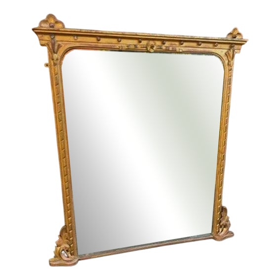 Large Antique English Original Gilt Overmantle Mirror, 1800s For Sale