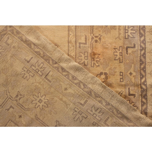 1950s Hand Knotted Vintage Oushak Rug in Beige-Brown and Gray Medallion Pattern For Sale - Image 5 of 5