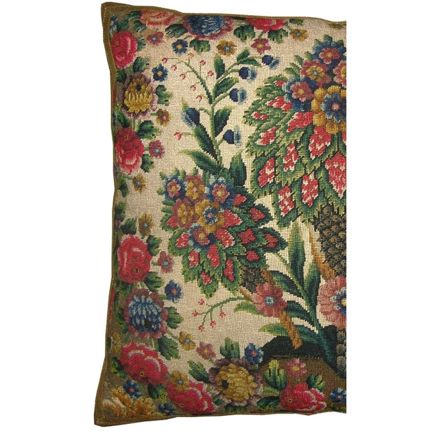 Circa 1850 Antique Needlepoint Tapestry Pillow For Sale - Image 4 of 9