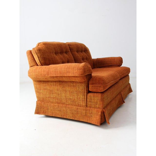 Orange Vintage Orange Tweed Sofa & Loveseat Set For Sale - Image 8 of 11