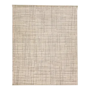 Modern Texture Handmade Abstract Beige & Gray Wool Rug
