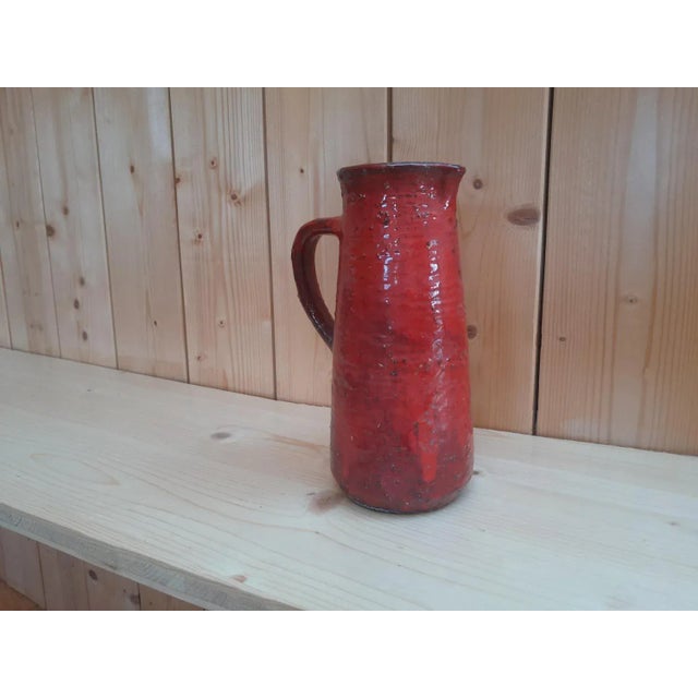 Ceramic Brutalist Red Vase in Chamotte Clay by Karl Heinz Löffler, 1960s For Sale - Image 7 of 12