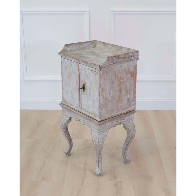 18th Century 18th Century Rococo Nightstand in Later Grey Paint For Sale - Image 5 of 9