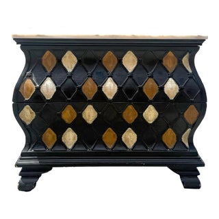 Vintage Harlequin Hand Painted Marble Top Vanleigh Chest of Drawers For Sale