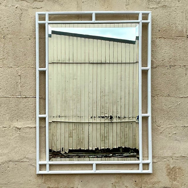 Vintage Coastal Carved Bamboo Mirror For Sale - Image 4 of 6