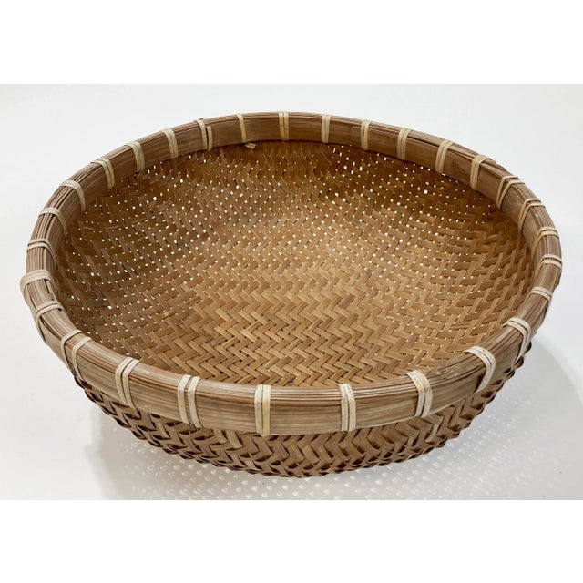 Vintage Woven Reed Winnowing Basket For Sale In Kansas City - Image 6 of 8