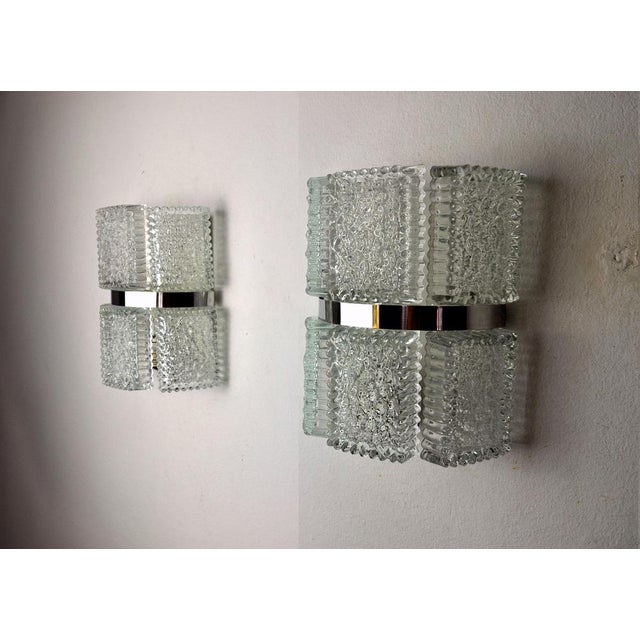 Sconces from Frosted Glass attributed to Kaiser Leuchten, Germany, 1960s, Set of 2 For Sale - Image 4 of 11