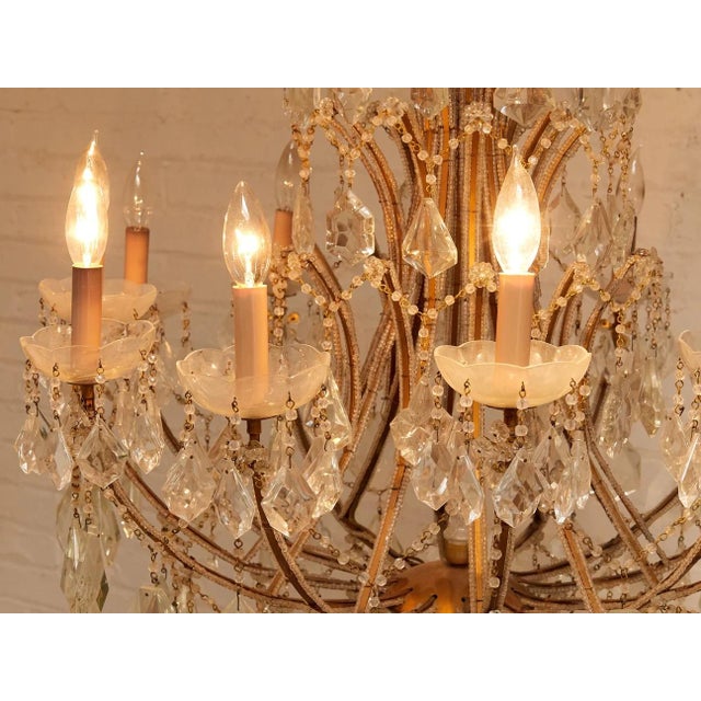 Art Deco Antique Maria Theresa Crystal Large Chandelier For Sale - Image 3 of 5