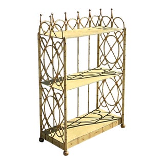 Vintage Coastal Briger Design Distressed Metal Bookcase For Sale